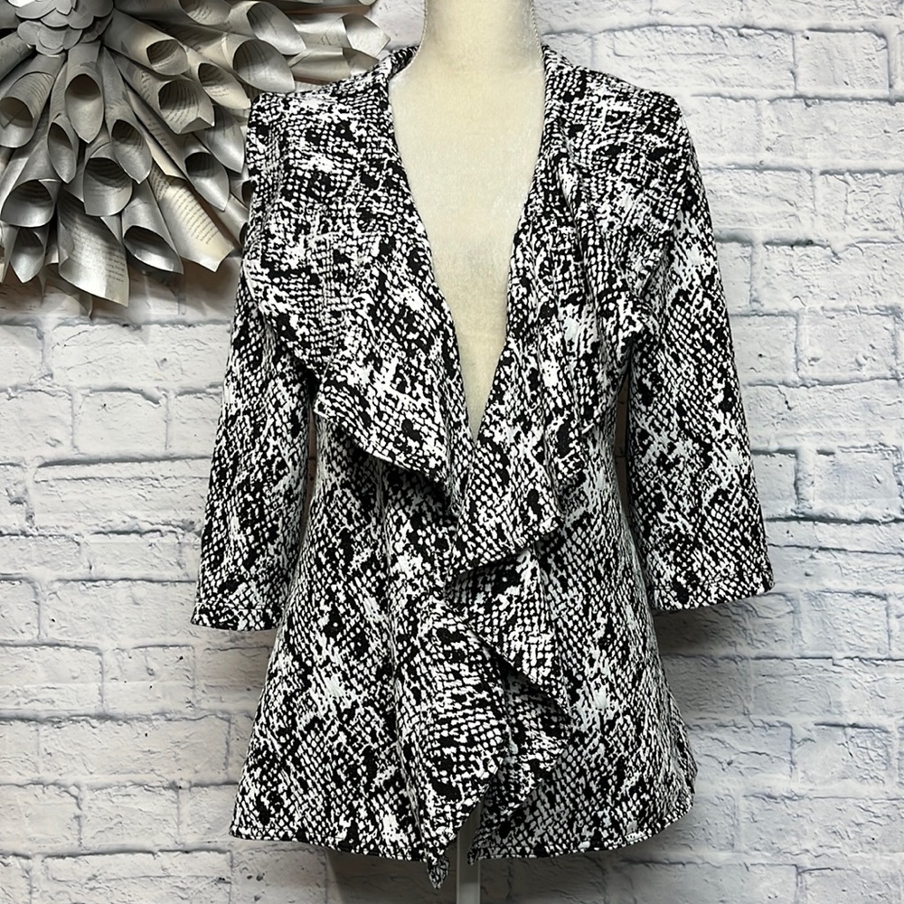 Calvin Klein Black and White Faux Snakeskin Coat